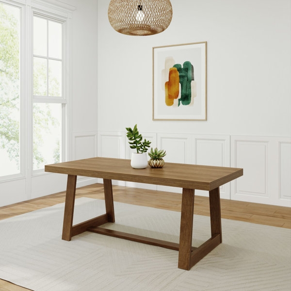 Dining Table: Angled Trestle Wood Legs Breakfast Nook