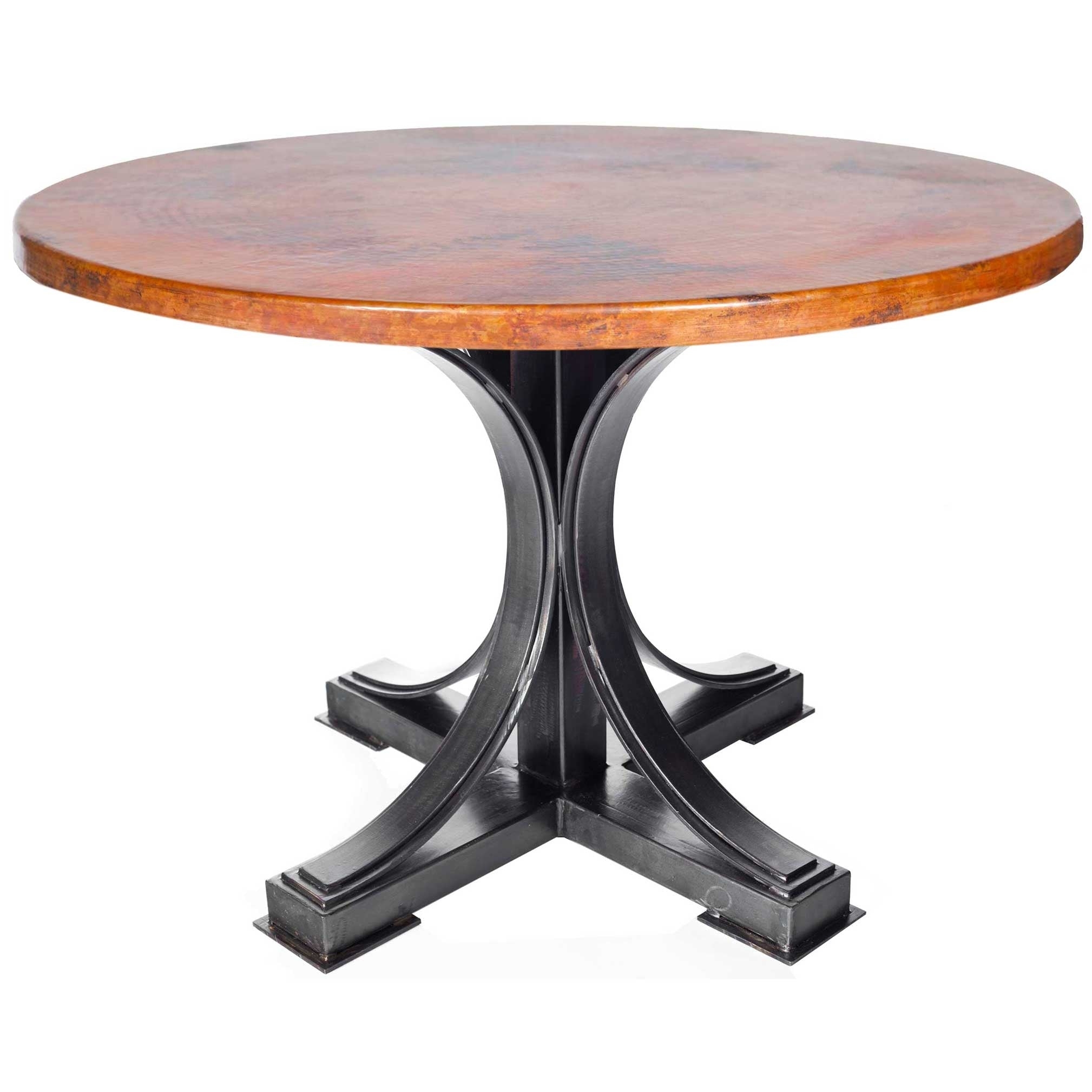 Dining Table Antique Hammered Copper and Wrought Iron
