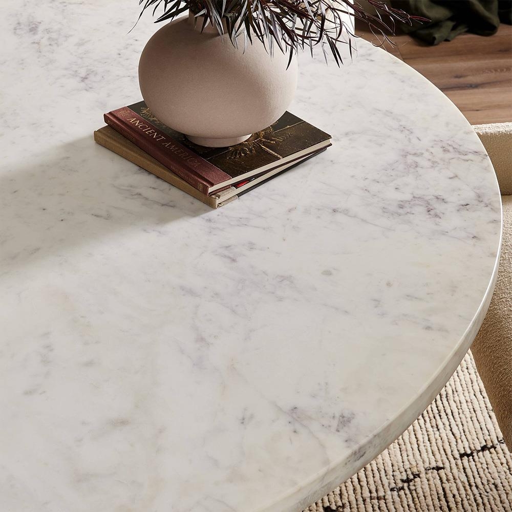 Dining Table: Beveled Edge Round Marble Dining Table