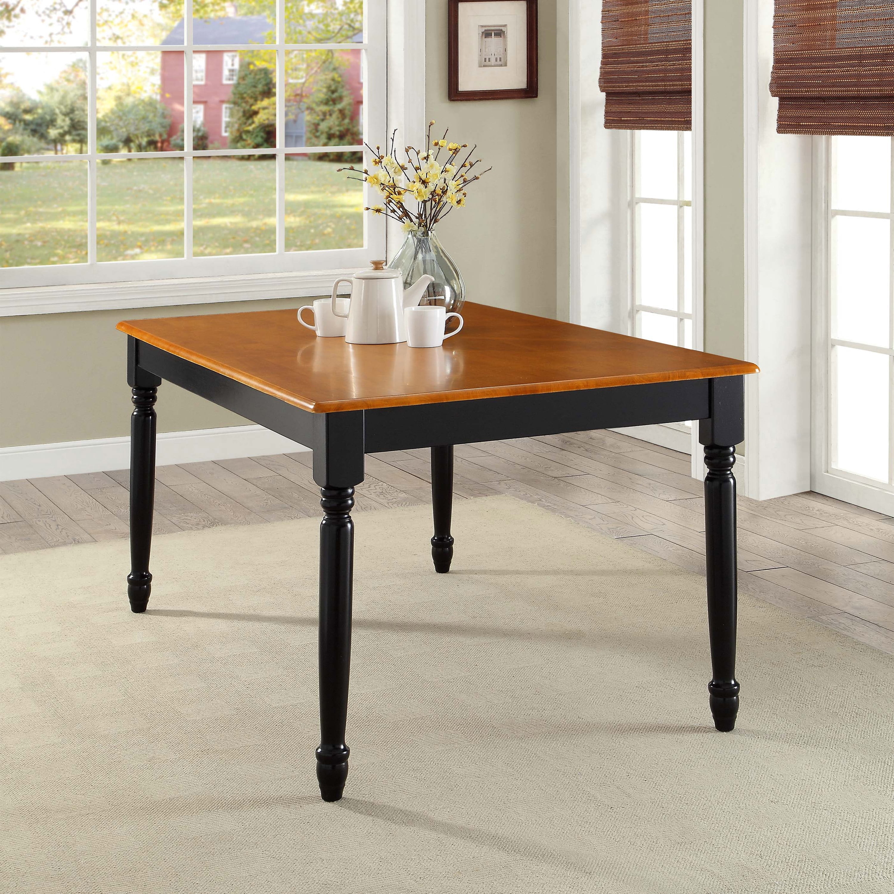 Dining Table Black and Oak Turned Leg Furniture Piece