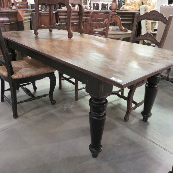 Dining Table Black Distressed Base and Reclaimed Top