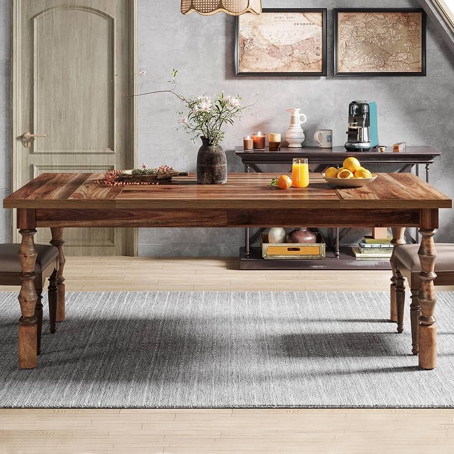 Dining Table: Carved Turned Legs and Thick Apron