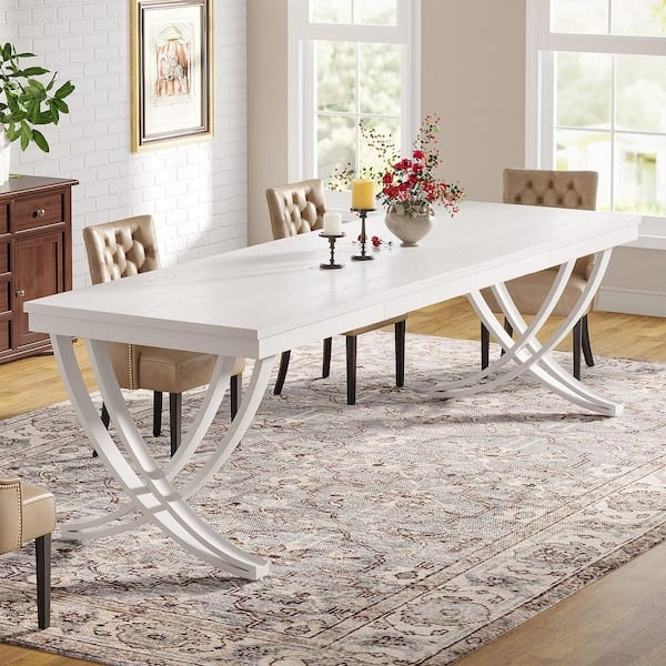 Dining Table: Crisp Double Arc Base and Curved X-Base Wood
