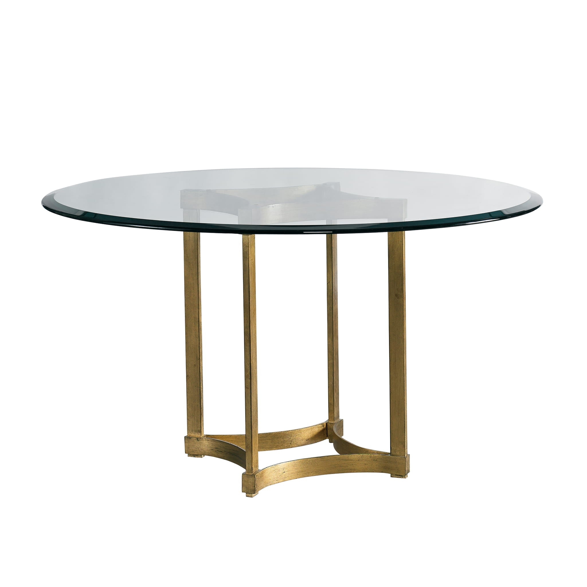 Dining Table Curved X-Stretcher and Textured Gold Base