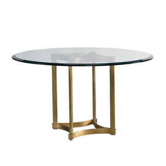 Dining Table Curved X-Stretcher and Textured Gold Base
