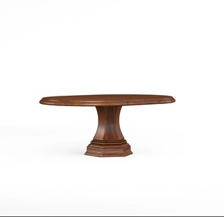 Dining Table Geometric Faceted Pedestal Profiled Edge