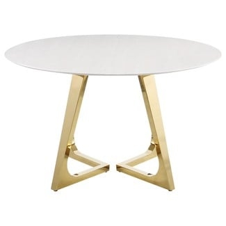 Dining Table: Geometric Gold Base Modern Furniture