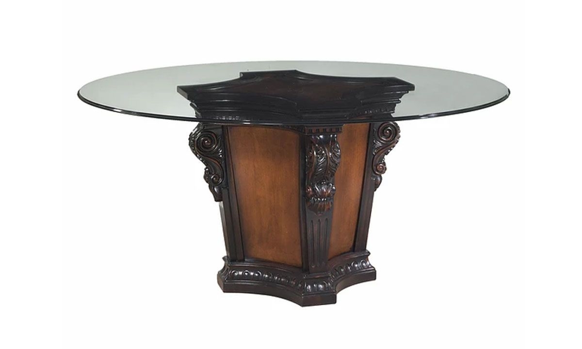 Dining Table Ornate Pedestal Base and Scroll Volutes