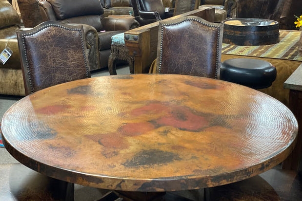 Dining Table: Patina Surface with Concentric Texture Top