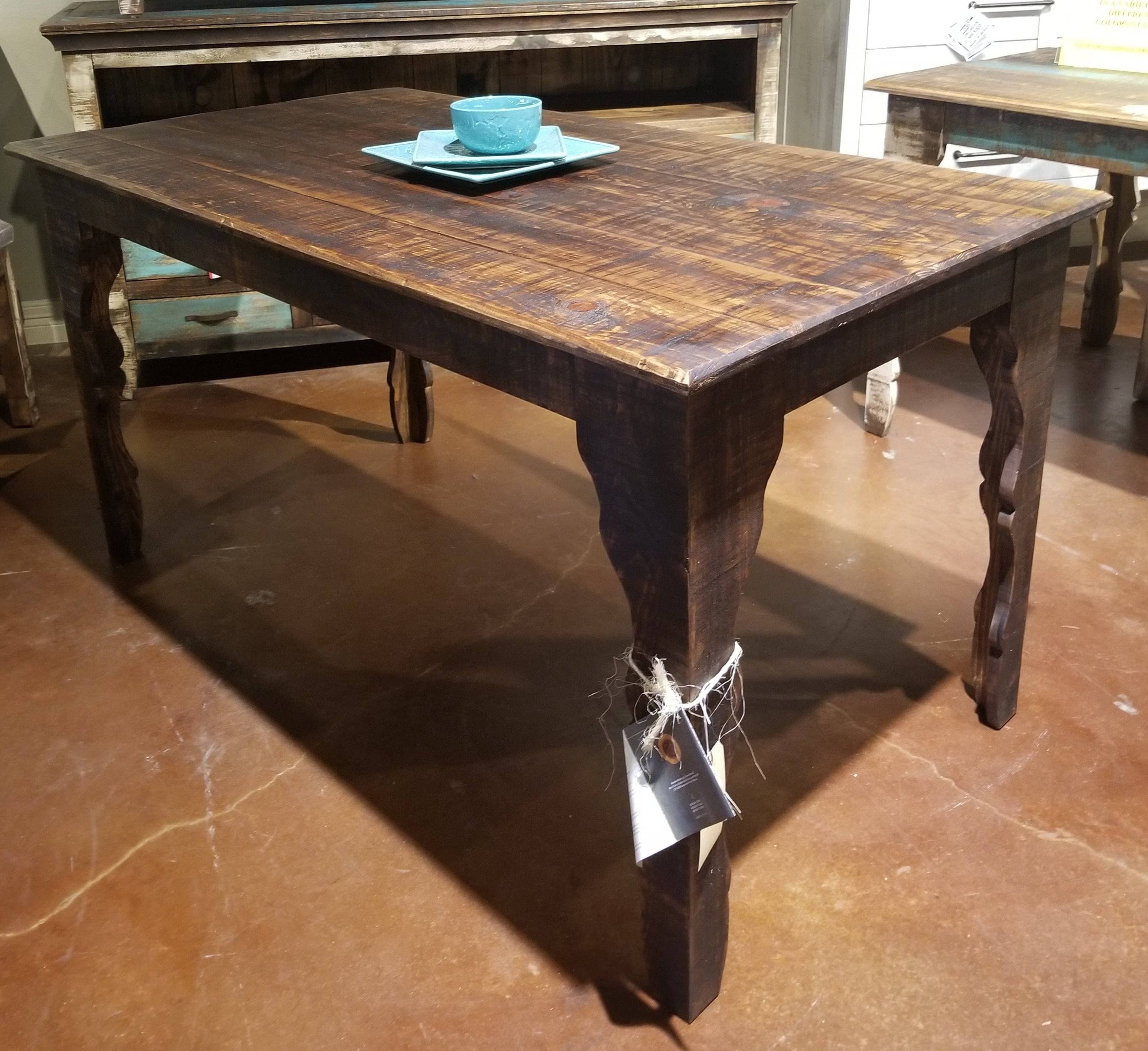 Dining Table: Scalloped Apron and Distressed Plank Top Design