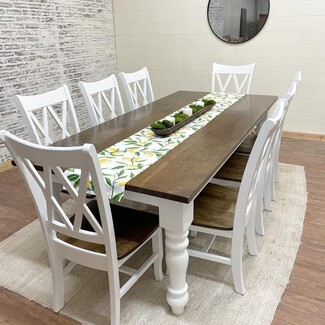 Dining Table Set: Chunky Turned Legs and X-Back Seating