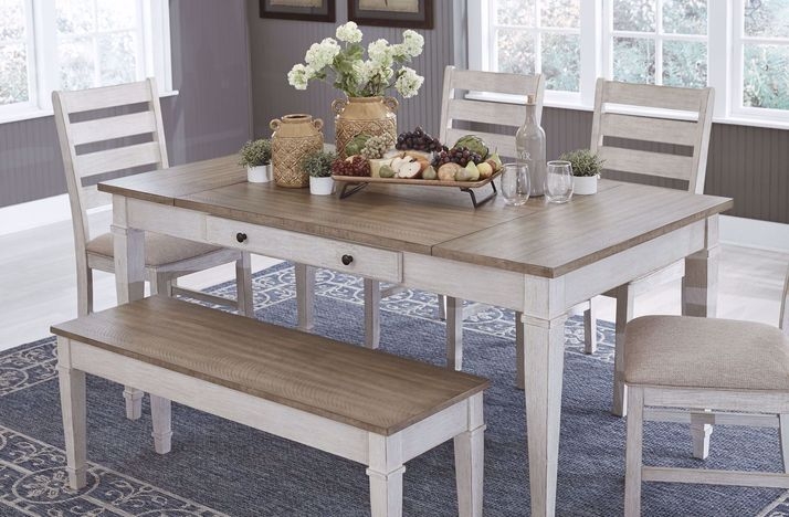 Dining Table: Side Storage Drawer Two-tone Storage Dining Table