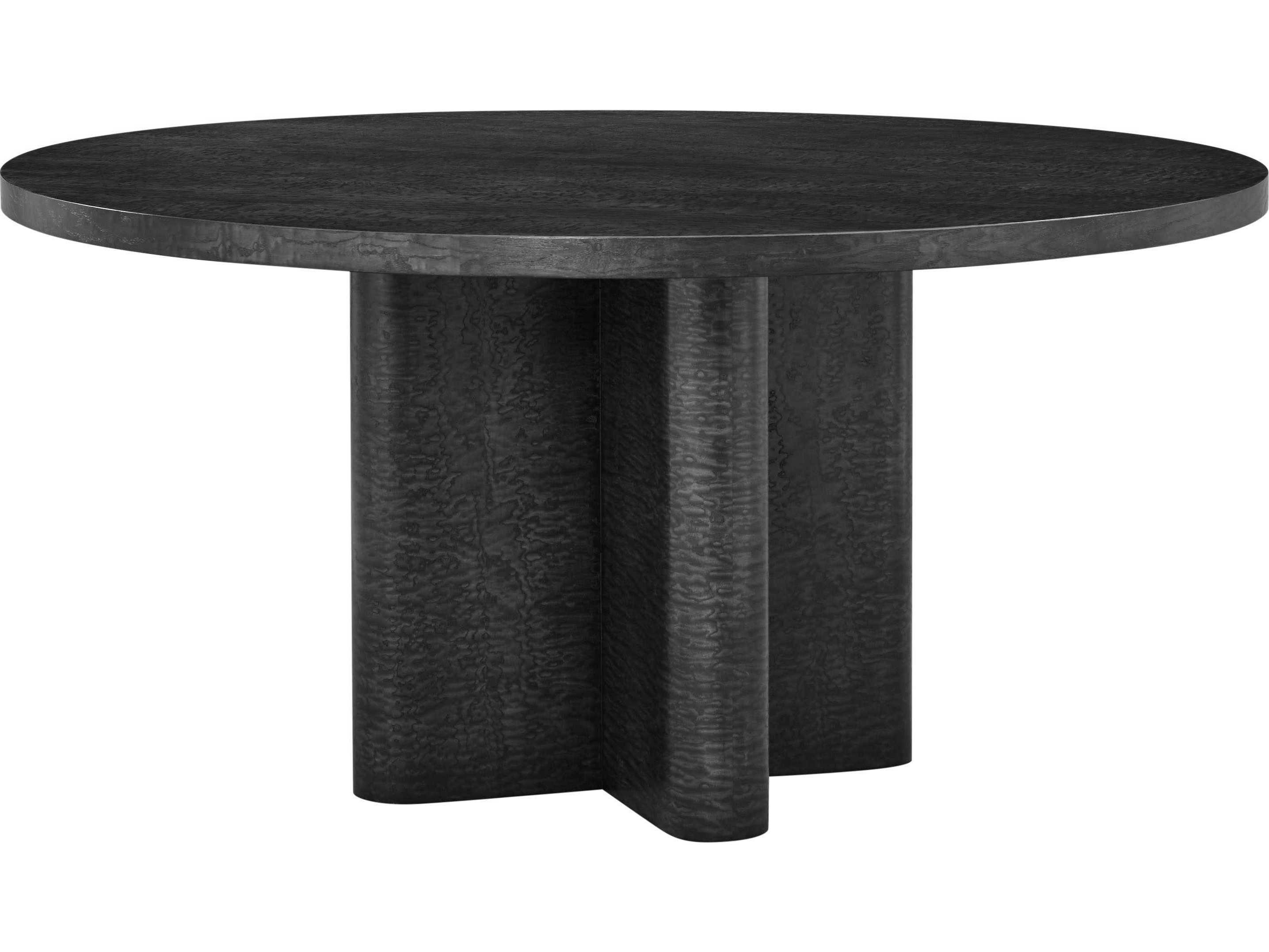 Dining Table: Silent Black Sculptural Column Base Table