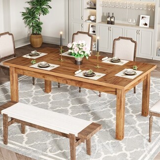 Dining Table: Sturdy Walnut Grain with Sturdy Legs