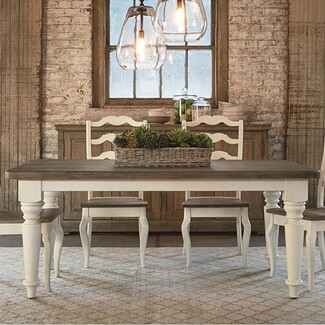 Dining Table: Thick Turned Legs and Wavy Ladder Back Chairs