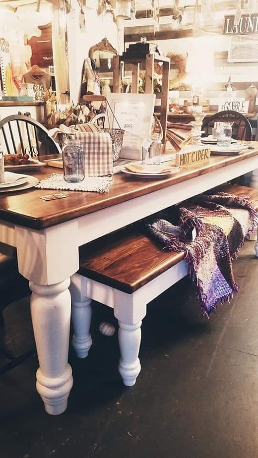 Dining Table: Two-Tone Oversized Turned Leg Style