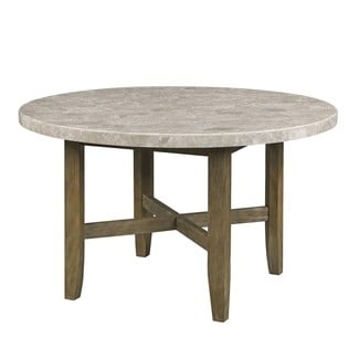 Dining Table: X-Stretcher Wood Base Stone Dining Top