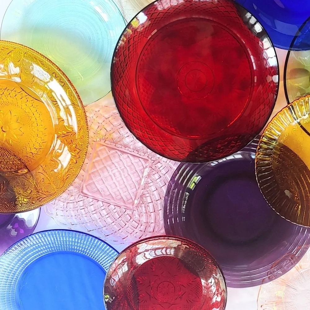 Dinner Plate Translucent Color Glass Set - Eclectic Glass Dinnerware