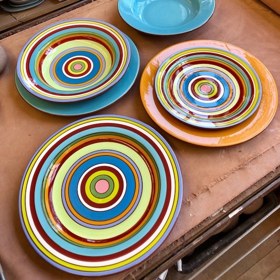 Dinner Plates Concentric Stripes Ceramic - Savory Stripe Dinnerware