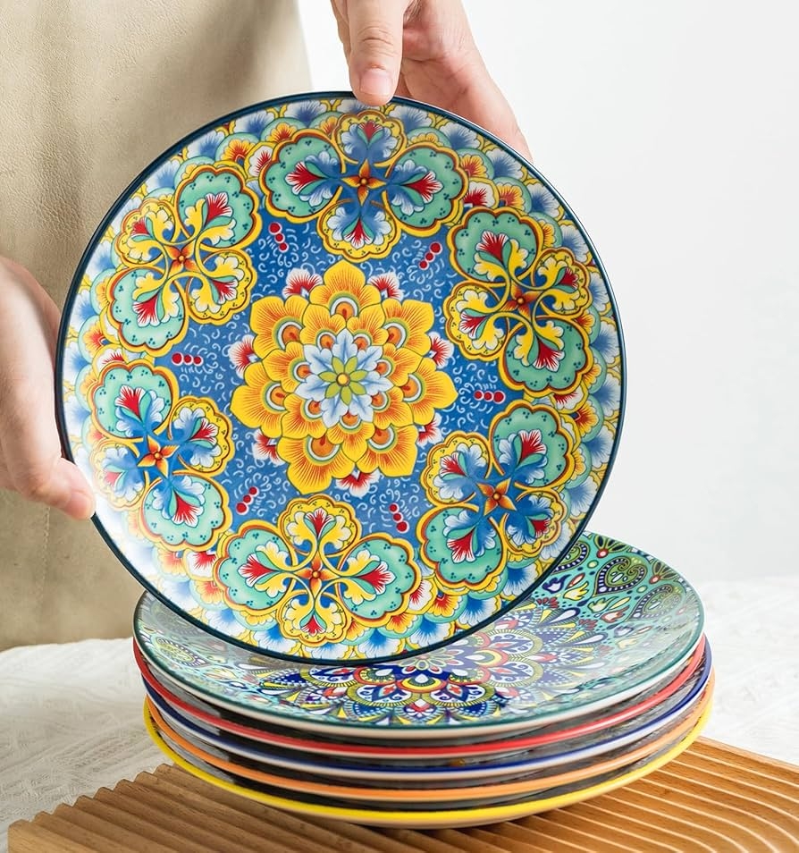 Dinner Plates Intricate Patterning Glossy Glaze - Bohemian Salad Plates