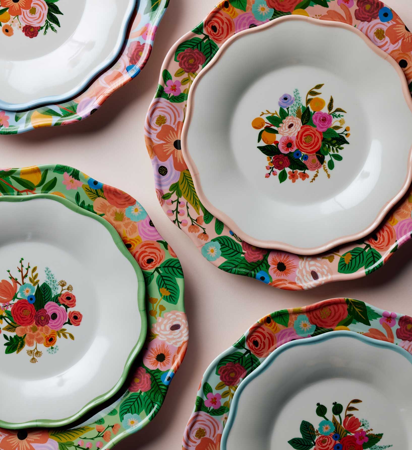 Dinner Plates Scalloped Rim Melamine - Floral Scalloped Dinnerware