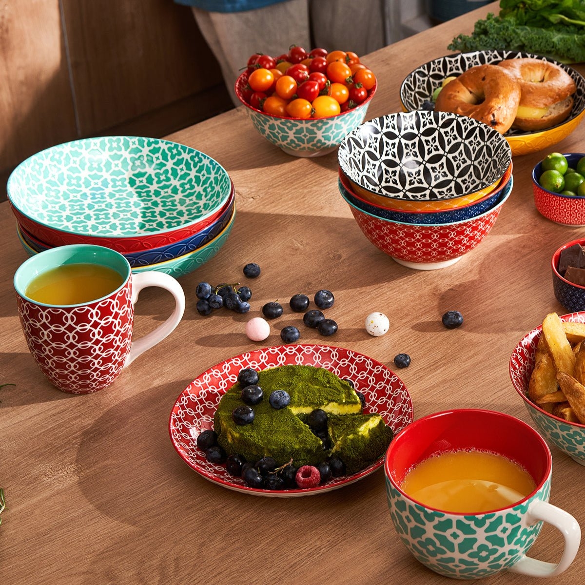 Dinnerware Set Nesting Bowls Ceramic - Patterned Ceramic Bowl Set