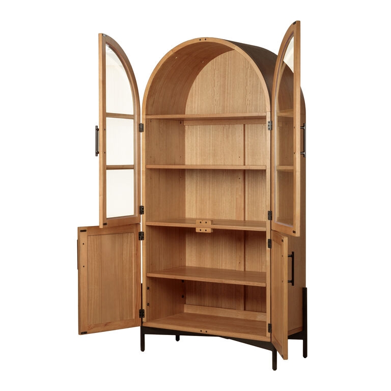 Display Cabinet: Arched Wood Windowpane Glass Hutch