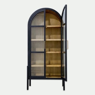 Display Cabinet featuring Matte Black Frame Wood Unit