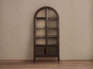 Display Cabinet with Contrasting Back Panel Dark Wood