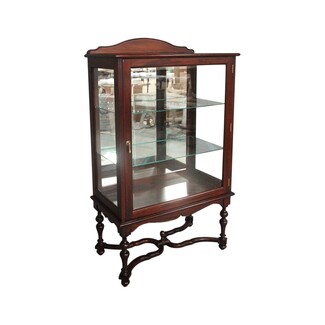 Display Cabinet with Curved X-Stretcher and Pediment