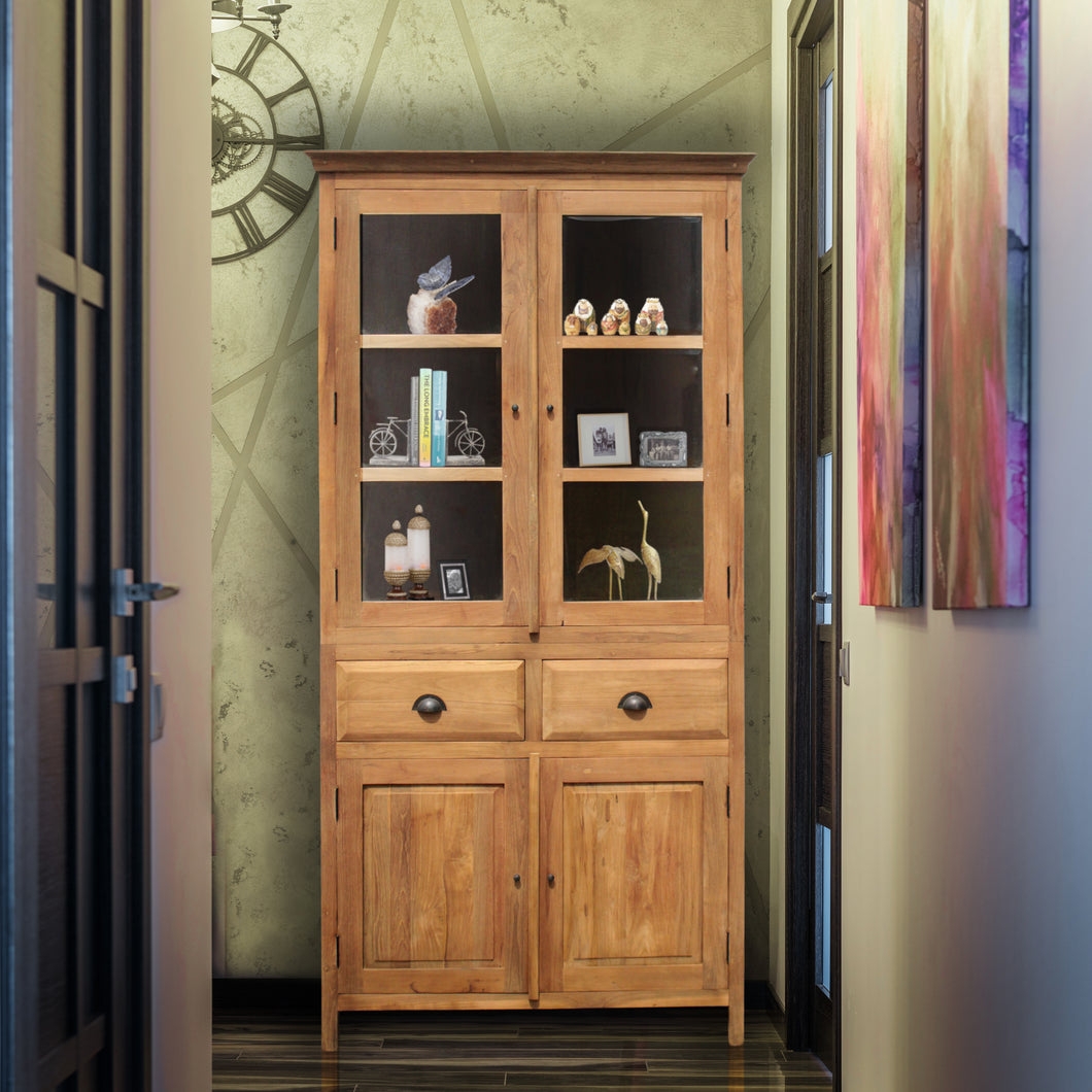 Display Cupboard with Recycled Wood and Glass Doors