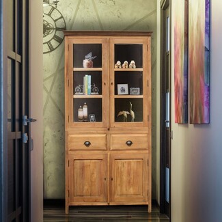 Display Cupboard with Recycled Wood and Glass Doors