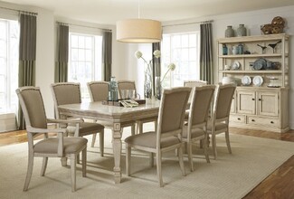 Distressed Dining Set with Nailhead Trim and Whitewash Wood