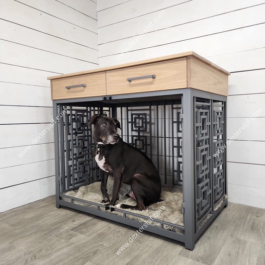 Dog Crate Furniture Console Table with Fretwork Panels