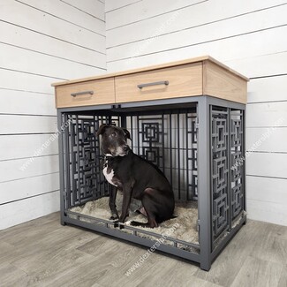 Dog Crate Furniture Console Table with Fretwork Panels