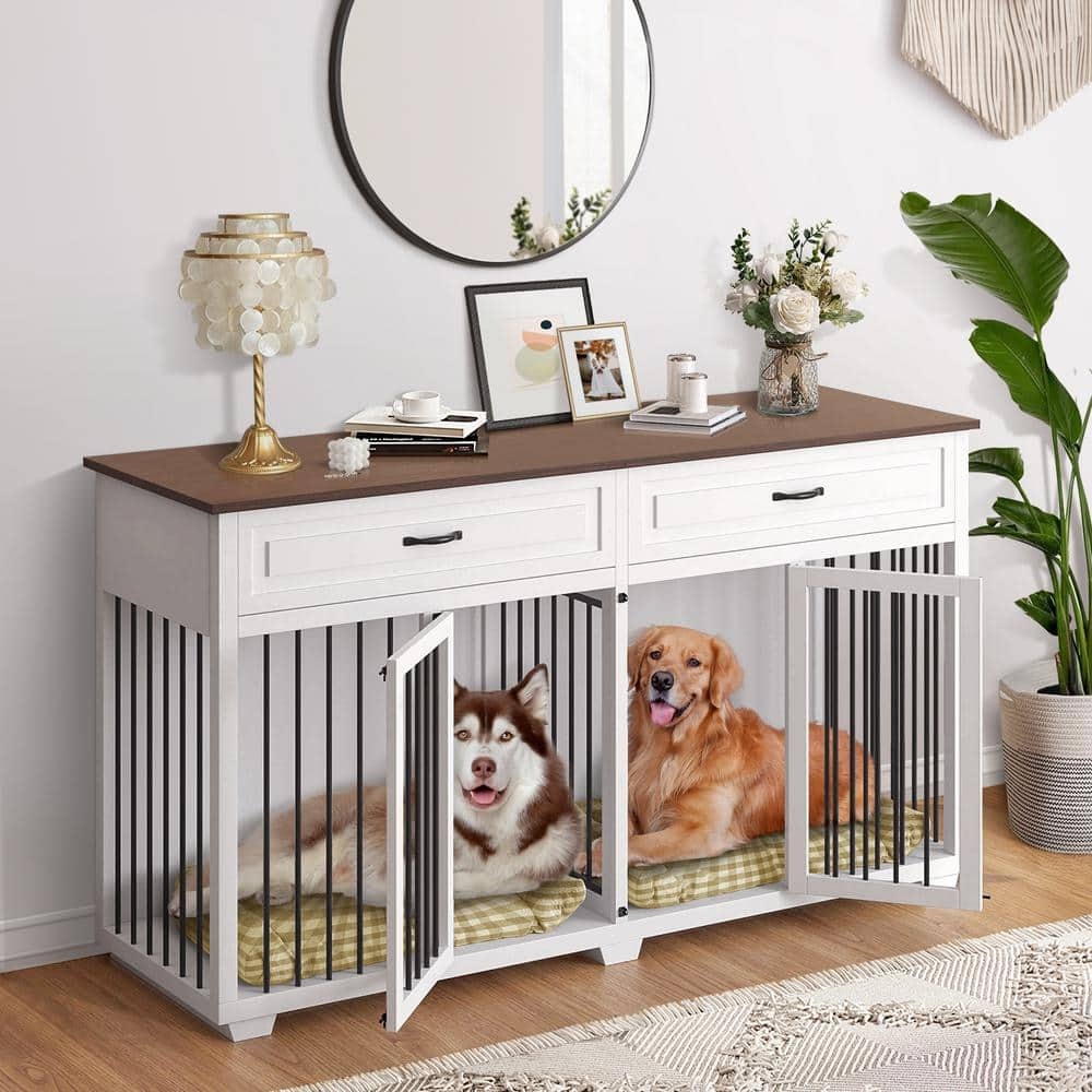 Dog Crate Furniture Credenza with Dual Compartments