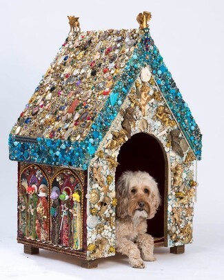 Dog House Jewelry Encrusted Roof Eclectic Kitsch Style