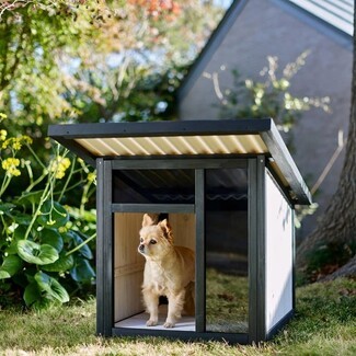 Dog House Slanted Shed Roof Charcoal Black Design
