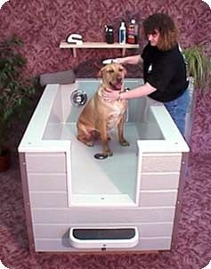 Dog Wash Station with Walk-In Cutout for Raised Pet Wash Station