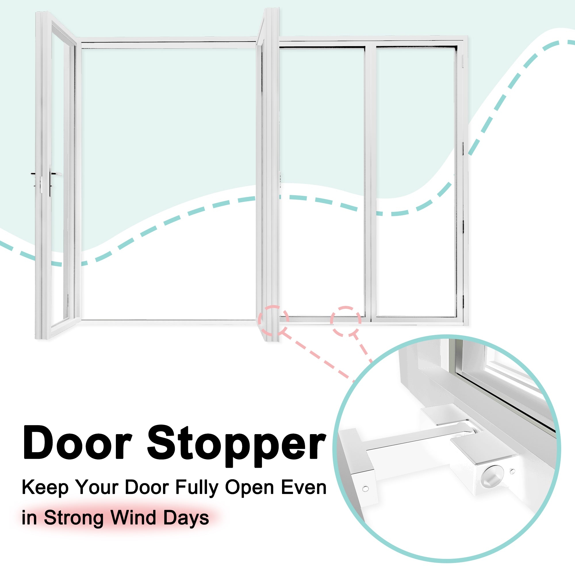 Door Stopper: White Magnetic Catch Magnetic Patio Door Stopper