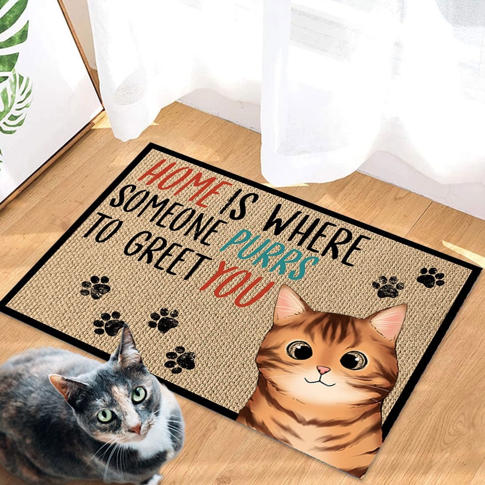 Doormat Custom Cat Lover Doormat with Whimsical Cat Illustration