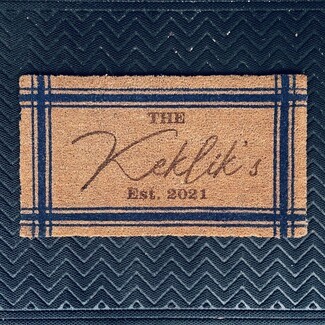 Doormat Personalized Family Doormat with Navy Blue Graphics