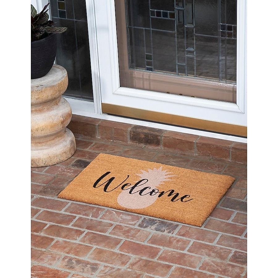 Doormat Pineapple Welcome Doormat with Script Welcome Design