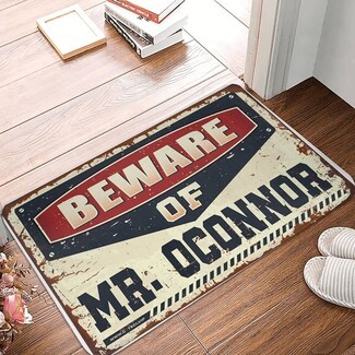Doormat Vintage Caution Doormat with Distressed Finish Detail
