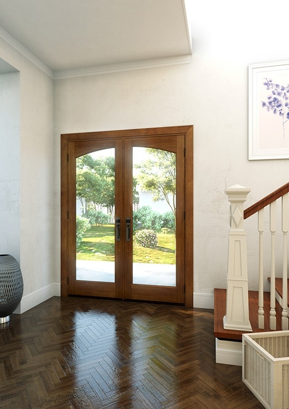 Double Door: Arched Lite Mahogany Entryway Style