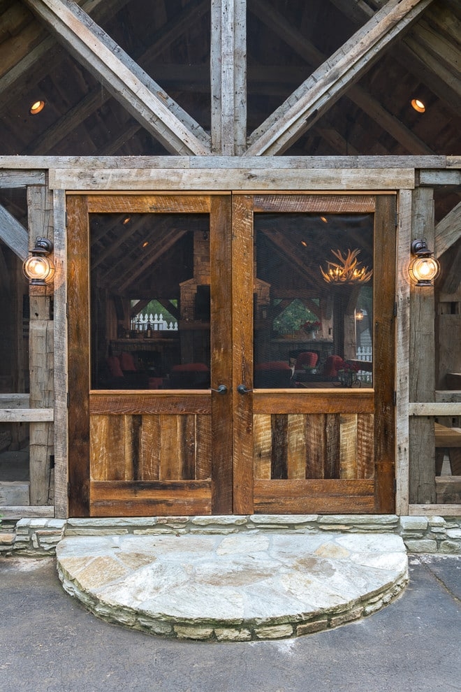 Double Doors: Screen Inserts Reclaimed Barn Doors
