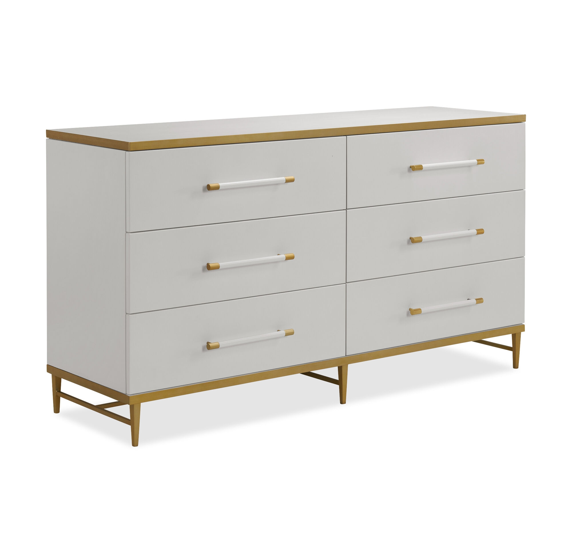 Double Dresser White Bar Pulls Elevated Metal Base Luxury