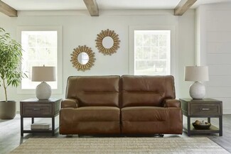 Double Recliner: Symmetrical Style Cognac Brown Double Recliner