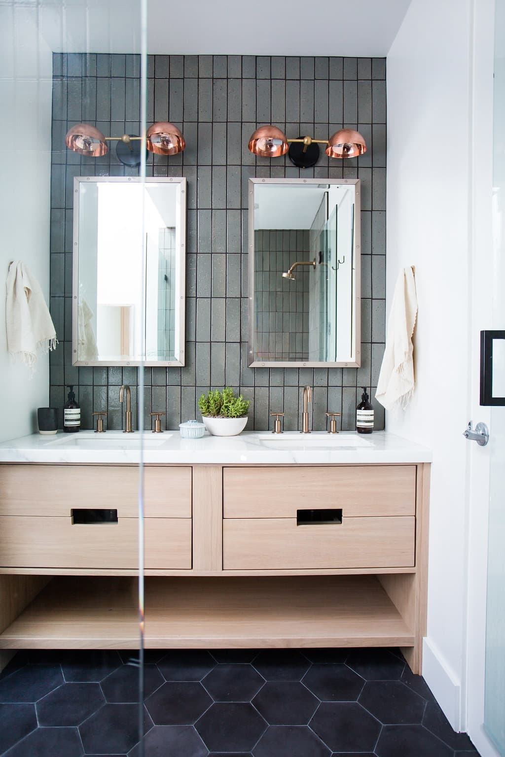 Double Vanity Copper Globe Sconces for Modern Bathroom