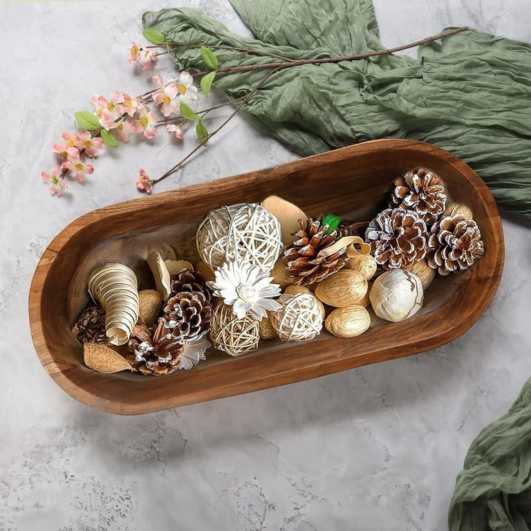 Dough Bowl in Natural Acacia Wood with an Oblong Shape